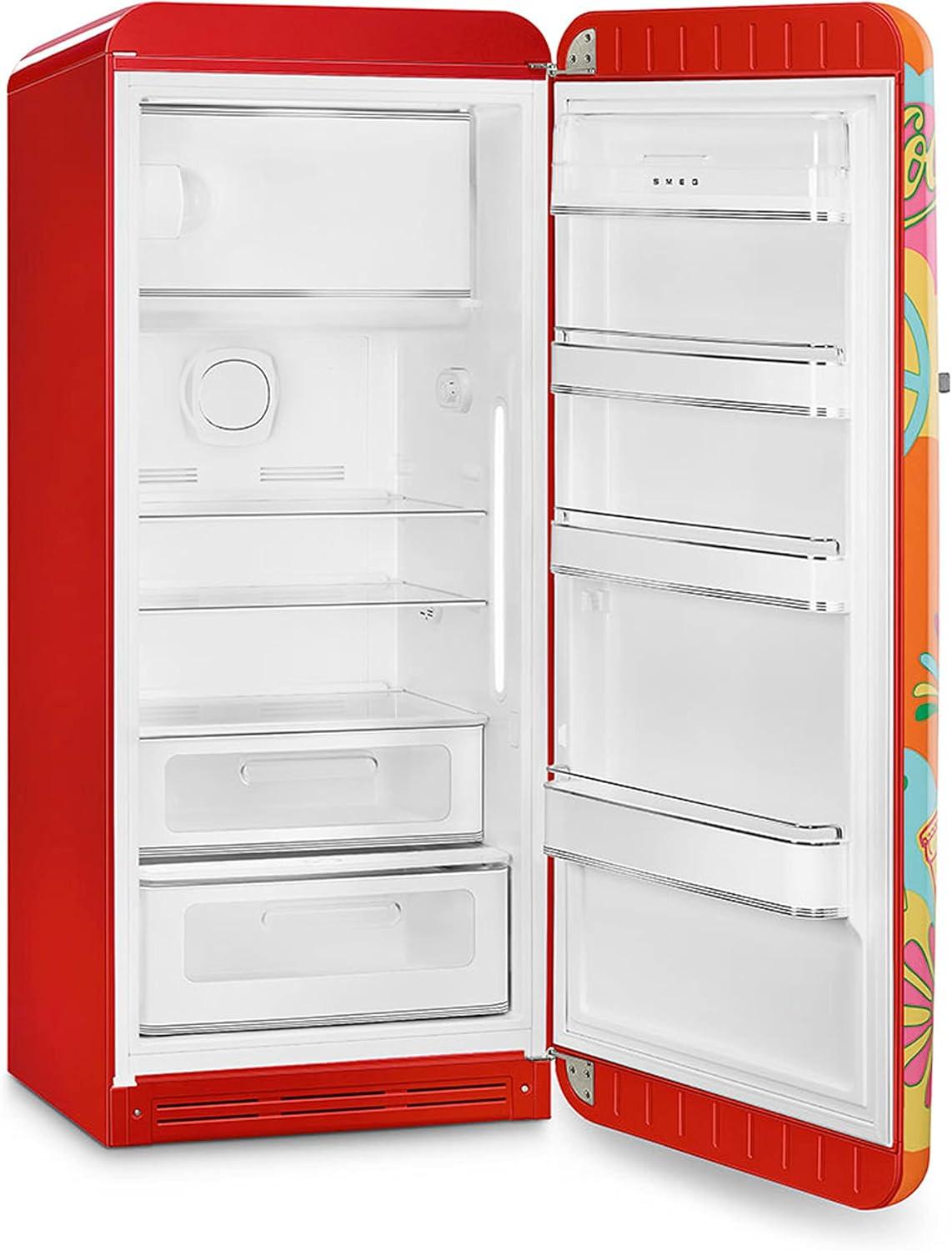 imageSMEG x CocaCola Unity Edition Retro Refrigerator FAB28 Red 993 cu ft Fridge RightHinge Made in Italy Vintage 50s Style Limited Collaboration