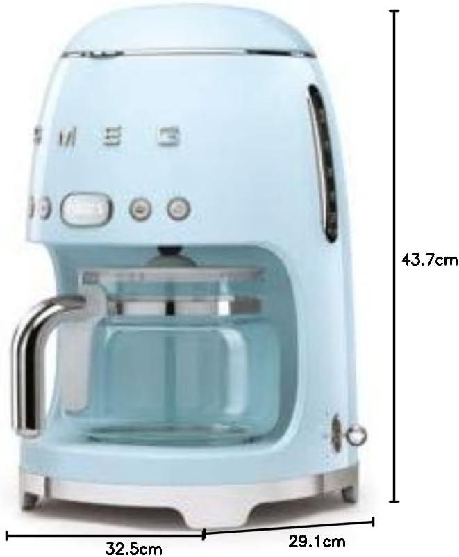 imageSmeg 50s Retro Style Aesthetic Drip Coffee Machine with 10 Cup Glass Carafe Auto Start Feature Keep Warm Plate and Two Coffee Strength Settings Pastel GreenPastel Blue