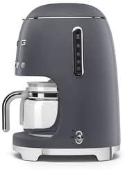 imageSmeg 50s Retro Style Aesthetic Drip Coffee Machine with 10 Cup Glass Carafe Auto Start Feature Keep Warm Plate and Two Coffee Strength Settings Pastel GreenGrey