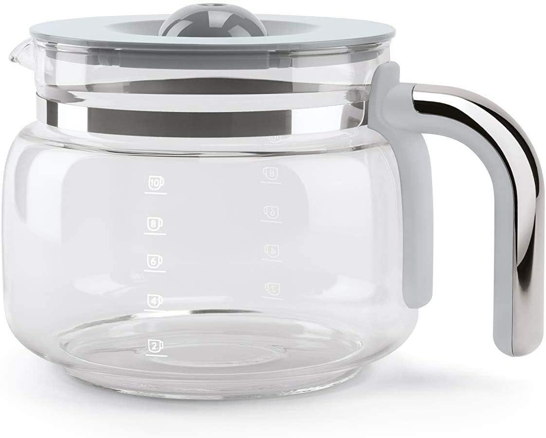 imageSmeg 50s Retro Style Aesthetic Drip Coffee Machine with 10 Cup Glass Carafe Auto Start Feature Keep Warm Plate and Two Coffee Strength Settings Pastel GreenPink