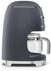imageSmeg 50s Retro Style Aesthetic Drip Coffee Machine with 10 Cup Glass Carafe Auto Start Feature Keep Warm Plate and Two Coffee Strength Settings Pastel GreenGrey