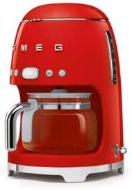 imageSmeg 50s Retro Style Aesthetic Drip Coffee Machine with 10 Cup Glass Carafe Auto Start Feature Keep Warm Plate and Two Coffee Strength Settings Pastel GreenRed
