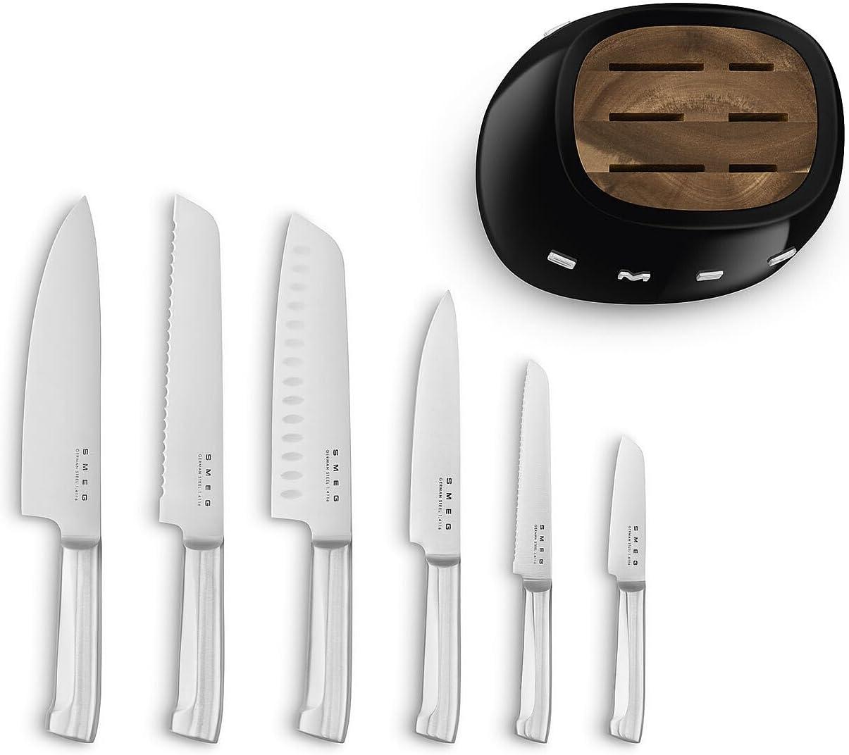 imageSmeg Black Stainless Steel Knife Block SetBlack