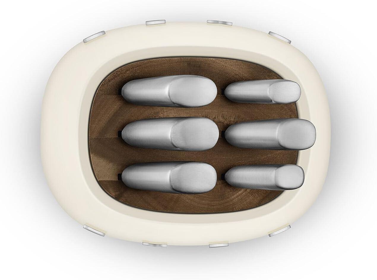 imageSmeg Black Stainless Steel Knife Block SetCream