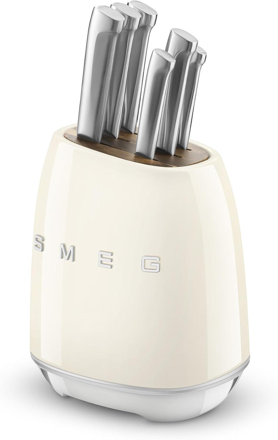 imageSmeg Black Stainless Steel Knife Block SetCream