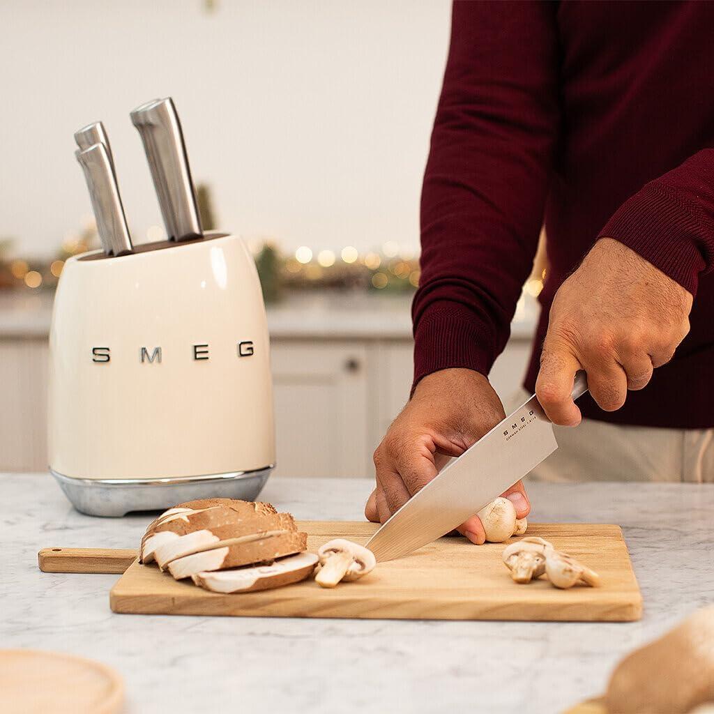 imageSmeg Black Stainless Steel Knife Block SetCream