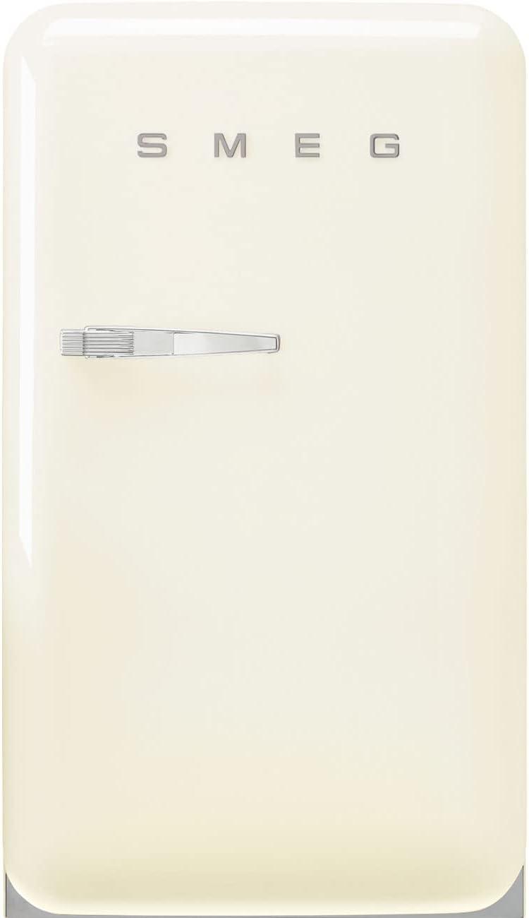 imageSmeg FAB10 50s Retro Style Aesthetic Refrigerator with 448 Cu Total Capacity 2 Glass Shelves LED Internal Light 22Inches Black Right Hand Hinge Made In ItalyCream