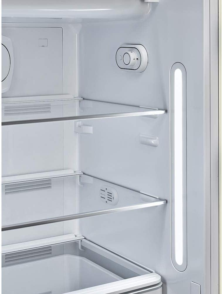 imageSmeg FAB28 50s Retro Style Aesthetic Top Freezer Refrigerator with 993 Cu Total Capacity Multiflow Cooling System Adjustable Glass Shelves 24Inches American Flag Right Hand Hinge Made In Italy