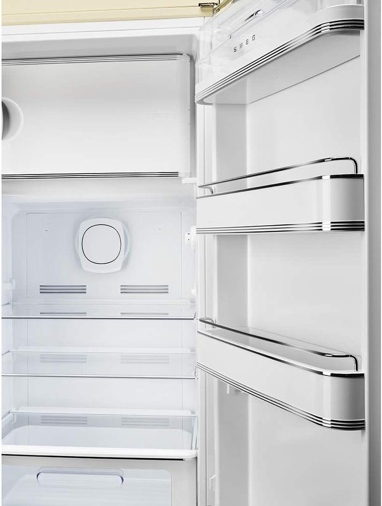 imageSmeg FAB28 50s Retro Style Aesthetic Top Freezer Refrigerator with 993 Cu Total Capacity Multiflow Cooling System Adjustable Glass Shelves 24Inches Pastel Blue Right Hand Hinge Made In ItalyBlack