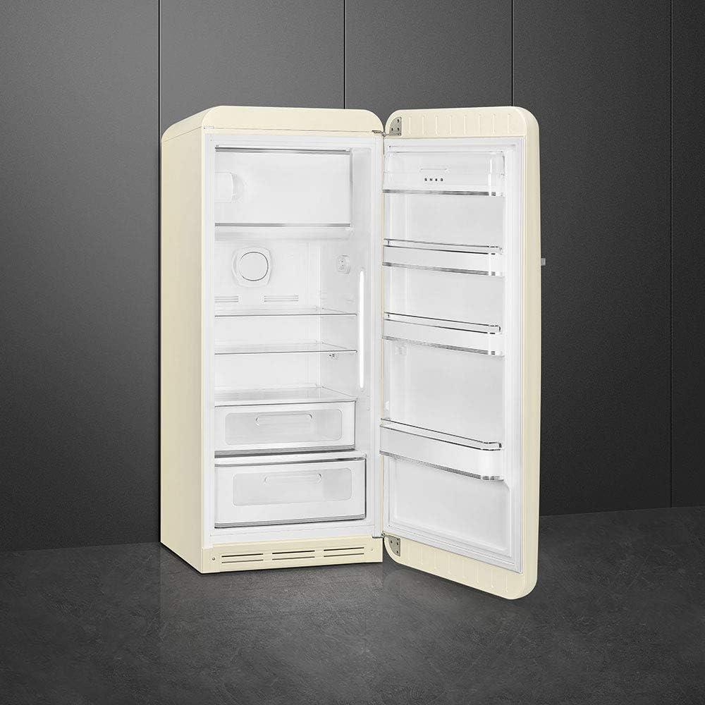 imageSmeg FAB28 50s Retro Style Aesthetic Top Freezer Refrigerator with 993 Cu Total Capacity Multiflow Cooling System Adjustable Glass Shelves 24Inches Pastel Blue Right Hand Hinge Made In ItalyBlack