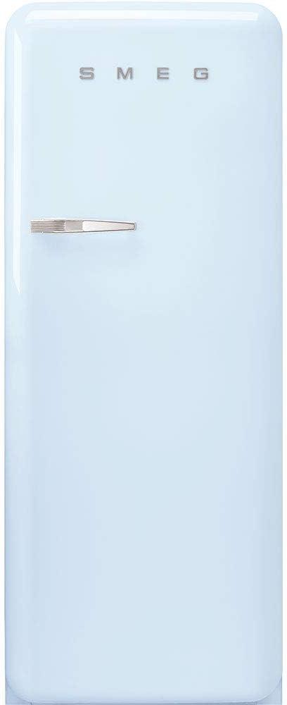 imageSmeg FAB28 50s Retro Style Aesthetic Top Freezer Refrigerator with 993 Cu Total Capacity Multiflow Cooling System Adjustable Glass Shelves 24Inches Pastel Blue Right Hand Hinge Made In ItalyPastel Blue