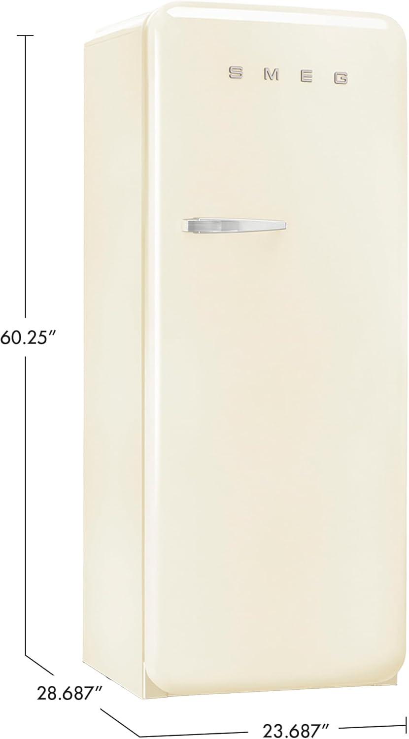 imageSmeg FAB28 50s Retro Style Aesthetic Top Freezer Refrigerator with 993 Cu Total Capacity Multiflow Cooling System Adjustable Glass Shelves 24Inches Pastel Blue Right Hand Hinge Made In ItalyLime Green