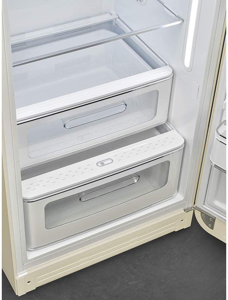 imageSmeg FAB28 50s Retro Style Aesthetic Top Freezer Refrigerator with 993 Cu Total Capacity Multiflow Cooling System Adjustable Glass Shelves 24Inches Pastel Blue Right Hand Hinge Made In ItalyPastel Blue