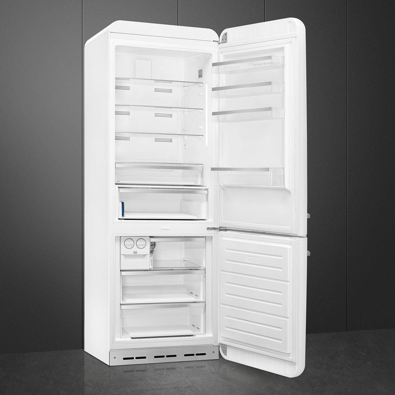 imageSmeg FAB28 50s Retro Style Aesthetic Top Freezer Refrigerator with 993 Cu Total Capacity Multiflow Cooling System Adjustable Glass Shelves 24Inches Pastel Blue Right Hand Hinge Made In ItalyBlue