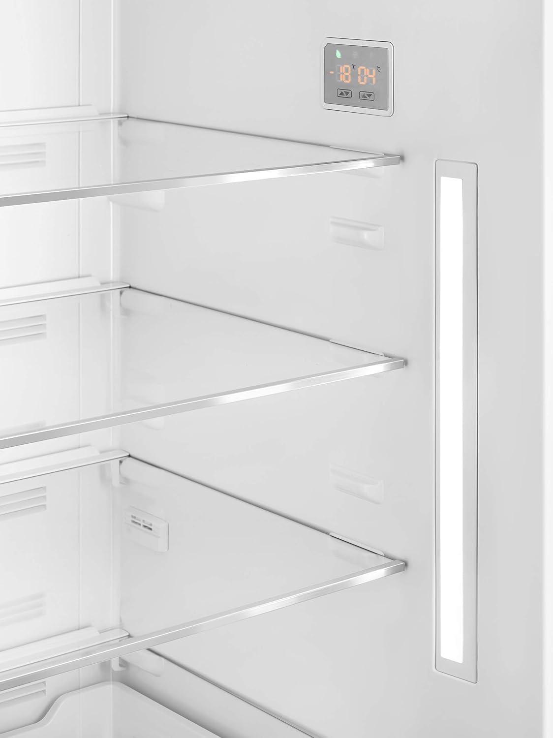 imageSmeg FAB28 50s Retro Style Aesthetic Top Freezer Refrigerator with 993 Cu Total Capacity Multiflow Cooling System Adjustable Glass Shelves 24Inches Pastel Blue Right Hand Hinge Made In ItalyOrange