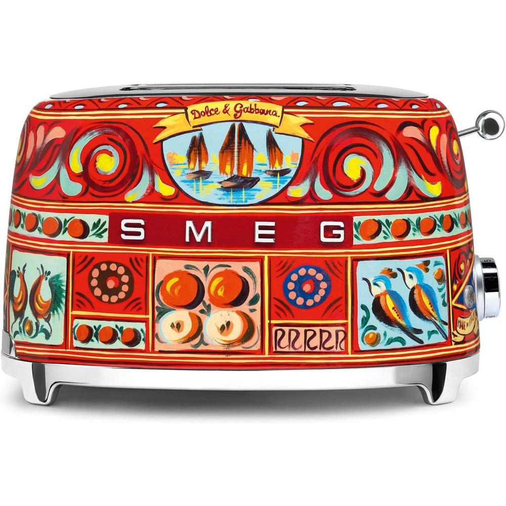 imageDolce x Smeg 2 Slice Toaster with 6 Presets and Defrost Function and Removable Crumb Tray Sicily Is My Love