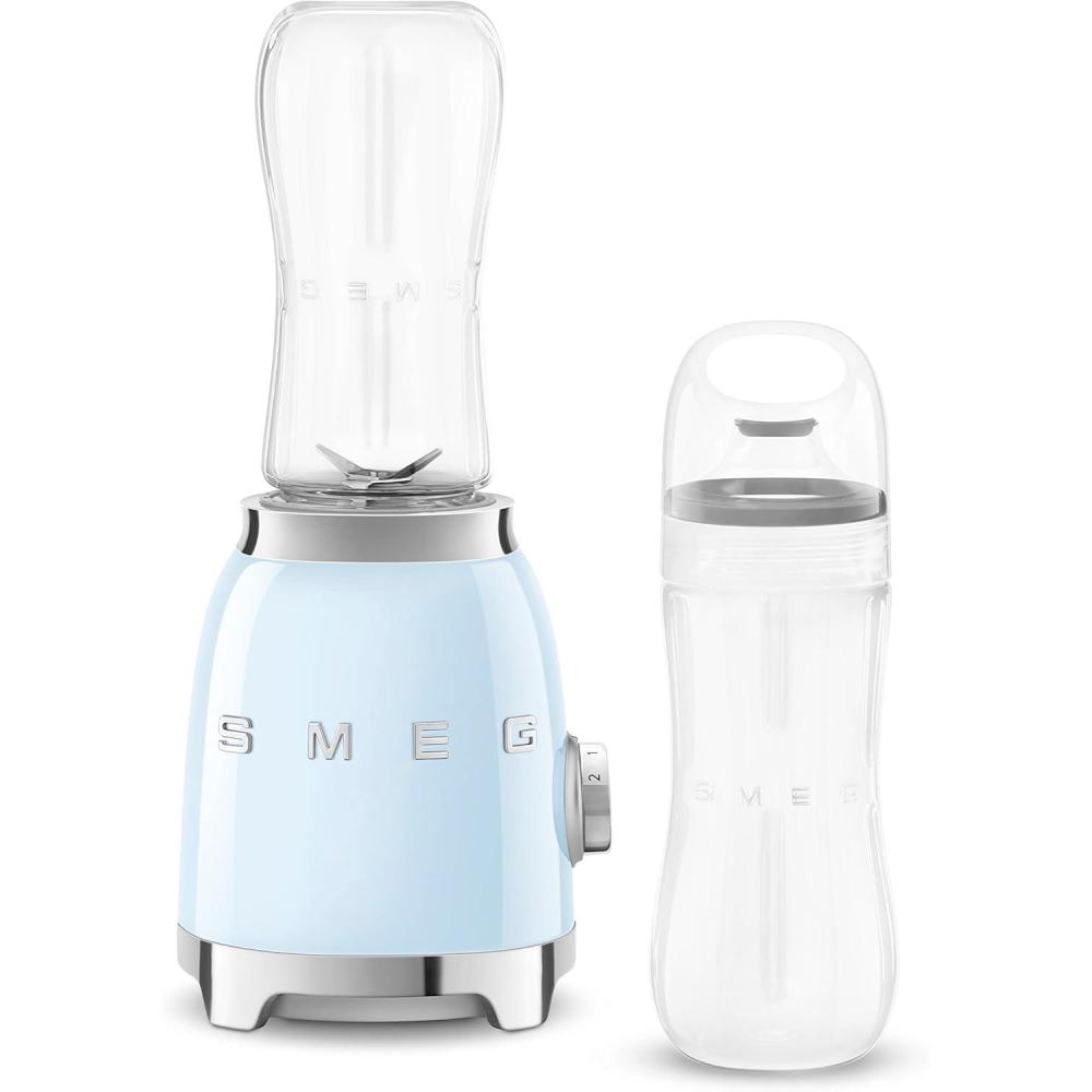 imageSMEG 50s Retro Style Personal Blender with Backlit Knob and Two BPA 600 ML Free bottles PBF01WHUSPastel Blue