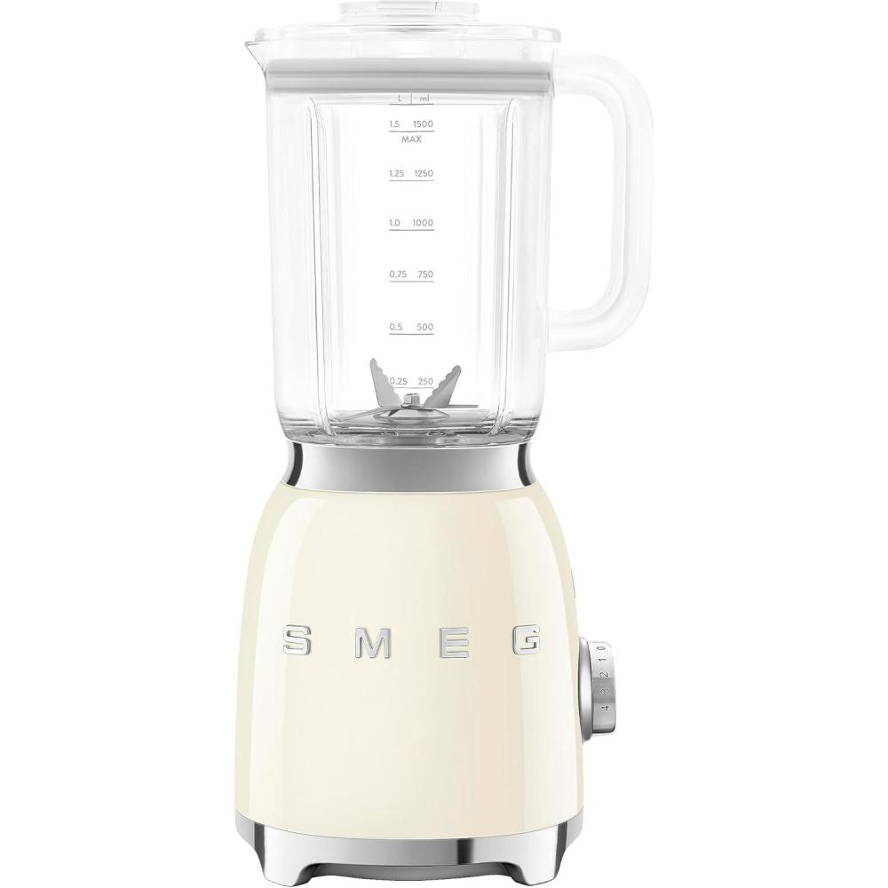 imageSMEG BLF03 Retro Style Blender 600W Countertop Blender with 48 oz BPAFree Jug 3 Speeds Pulse Ice Crush ampamp Smoothie Functions 50sInspired DesignWhiteCream