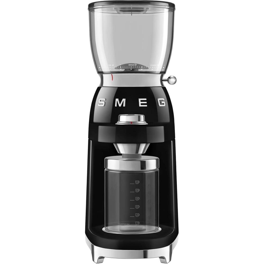 imageSMEG CGF11 RetroStyle Coffee Grinder Burr Mill with 30 Grind Settings Stainless Steel Conical Burrs Removable Hopper Precision Countertop Grinder for Espresso Drip French PressPastel GreenBlack