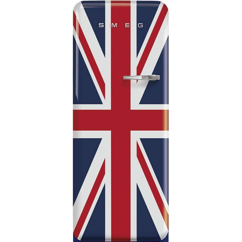 imageSMEG FAB28 50s Retro Style Aesthetic Top Freezer Refrigerator with 993 Cu Total Capacity Multiflow Cooling System Adjustable Glass Shelves 24Inches Union Jack Left Hand Hinge Made In Italy