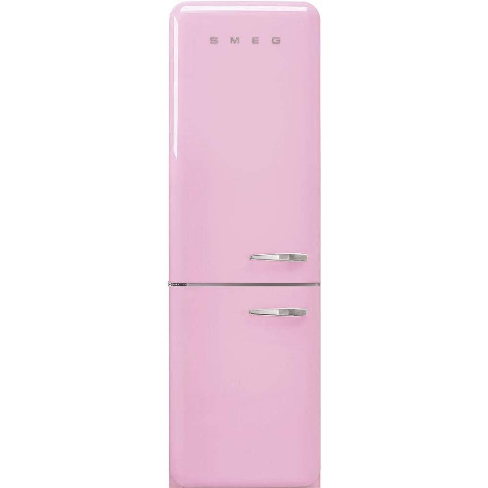 imageSMEG FAB32 Retro Refrigerator 50s Style Fridge with Bottom Freezer NoFrost LED Display ampamp Lighting LifePlus Zone MultiAirflow 122 cu ft Cream Made in ItalyPink