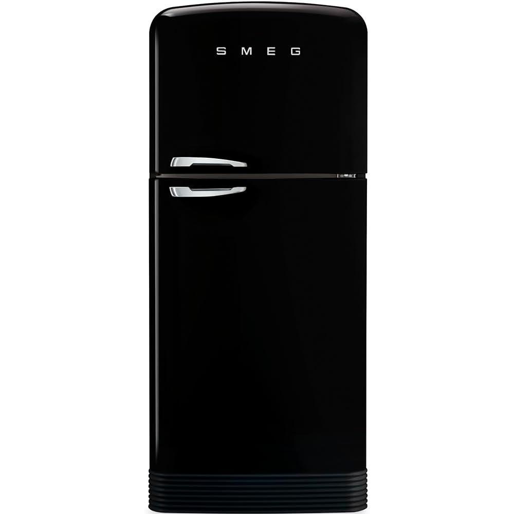 imageSMEG FAB50 Retro Style Refrigerator 1928 cu ft Freestanding FridgeFreezer Dual Cooling NoFrost Adjustable Glass Shelves Chrome Handle Cream Made in ItalyBlack