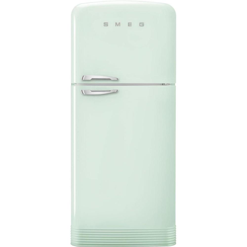 imageSMEG FAB50 Retro Style Refrigerator 1928 cu ft Freestanding FridgeFreezer Dual Cooling NoFrost Adjustable Glass Shelves Chrome Handle Cream Made in ItalyPastel Green