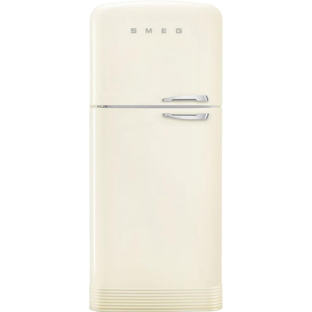 imageSMEG FAB50 Retro Style Refrigerator 1928 cu ft Freestanding FridgeFreezer Dual Cooling NoFrost Adjustable Glass Shelves Chrome Handle Cream Made in ItalyCream