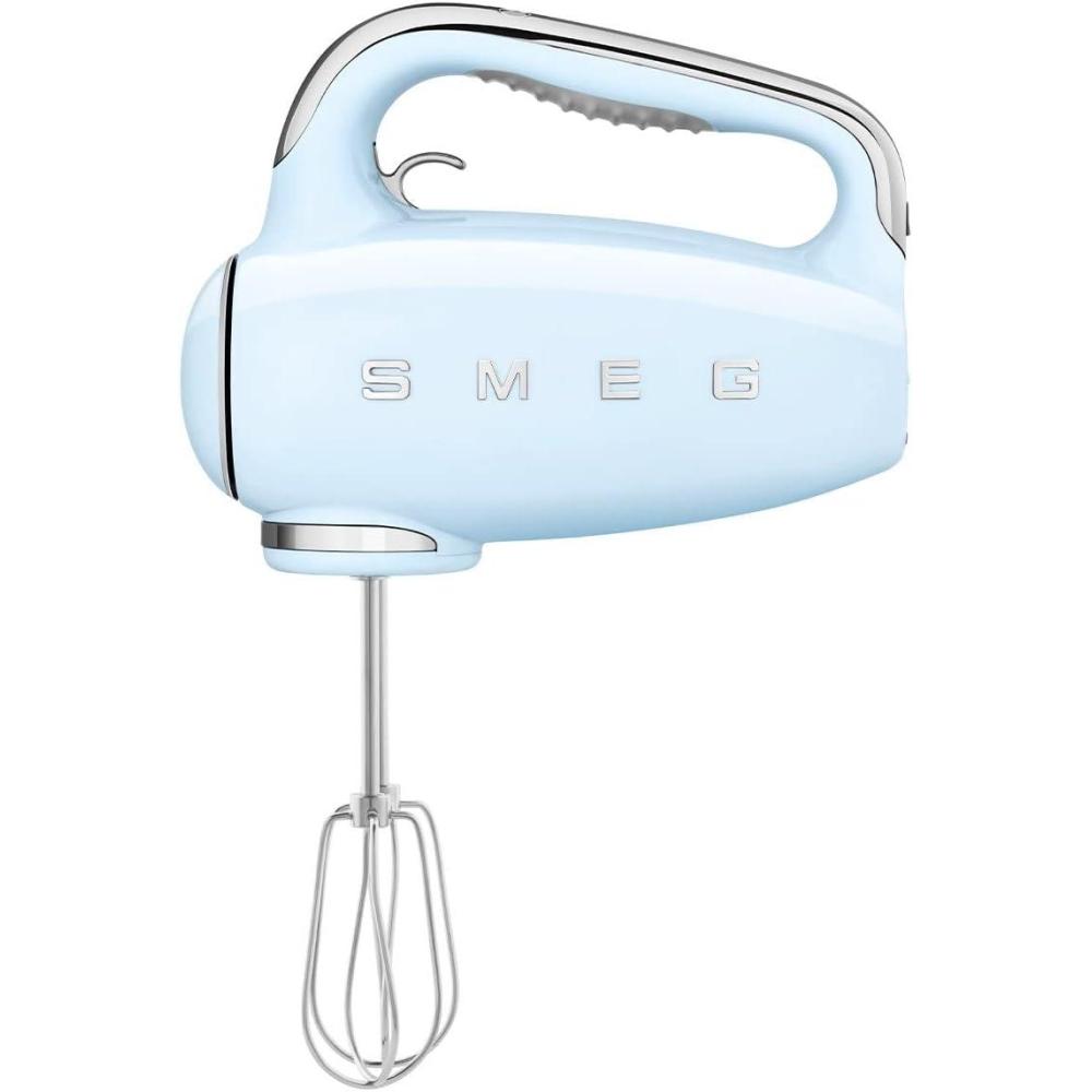 imageSMEG Pink 50s Retro Style Electric Hand Mixer with Set of Dough Hooks Set of Beaters and Set of WhisksPastel Blue