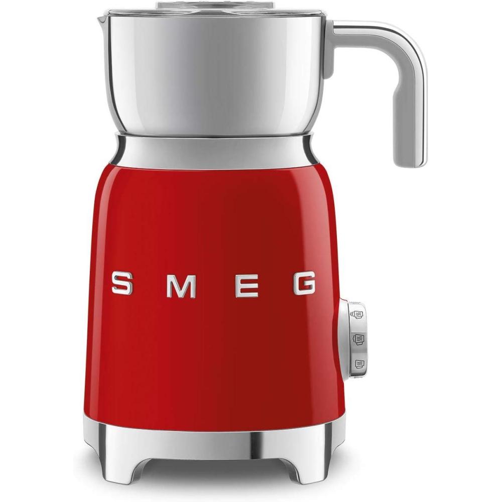 imageSMEG Retro 50s Style Milk Frother with 2 Disks 6 Preset Programs Hot or Cold Frothing and Induction Heating PinkRed