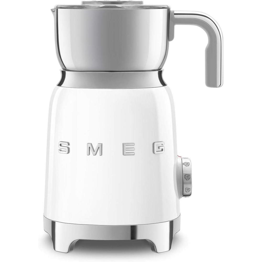 imageSMEG Retro 50s Style Milk Frother with 2 Disks 6 Preset Programs Hot or Cold Frothing and Induction Heating PinkWhite