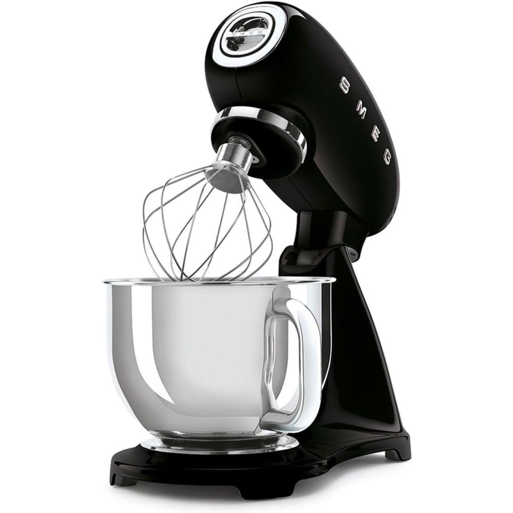 imageSMEG SMF03 Stand Mixer 5 Qt TiltHead Mixer with Stainless Steel Bowl 10 Speeds Retro 50s Vintage Style GrayBlack