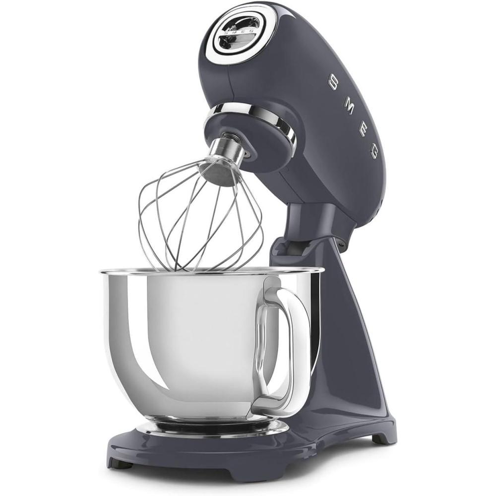 imageSMEG SMF03 Stand Mixer 5 Qt TiltHead Mixer with Stainless Steel Bowl 10 Speeds Retro 50s Vintage Style GrayGray