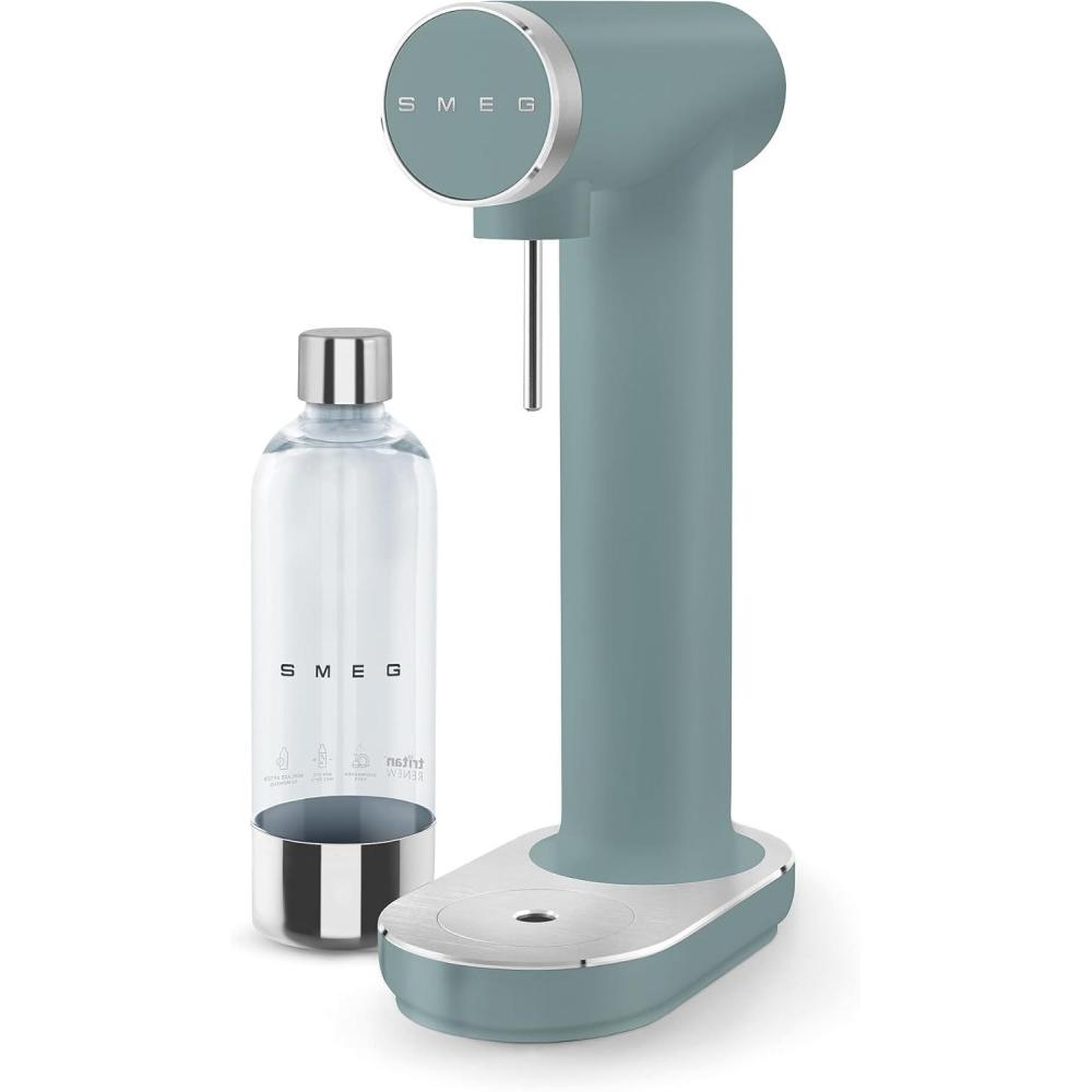 imageSMEG Soda Maker Sparkling Water Machine for Kitchen Counter Collezione Includes 1L Bottle Compatible with Standard 60L CO Cylinders Matte BlackMatte Jade
