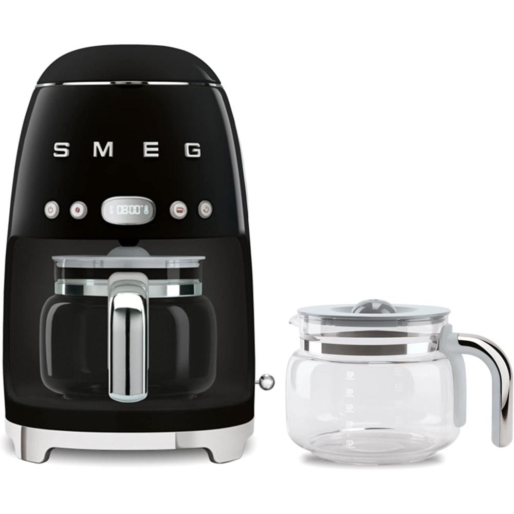 imageSmeg 50s Retro Drip Coffee Maker with Extra Glass Carafe CreamBlack