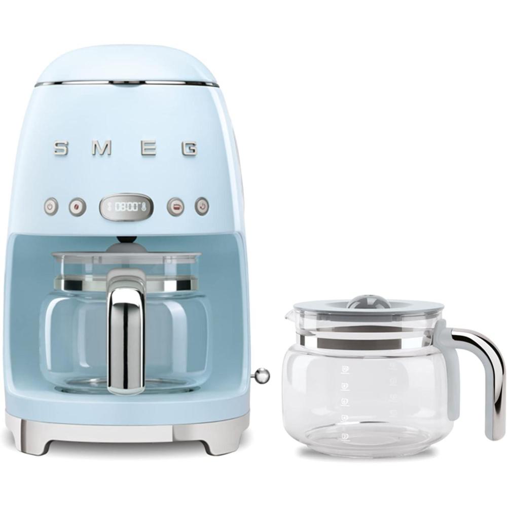 imageSmeg 50s Retro Drip Coffee Maker with Extra Glass Carafe CreamPastel Blue