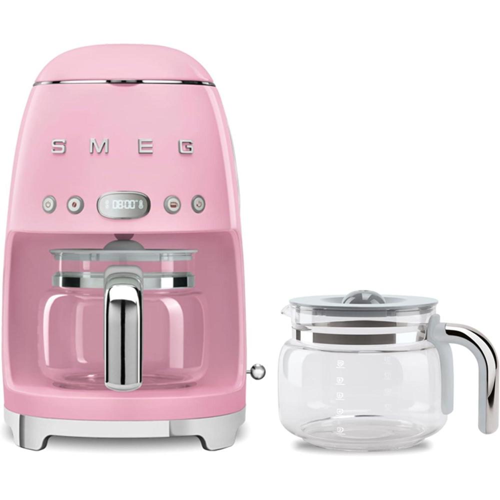 imageSmeg 50s Retro Drip Coffee Maker with Extra Glass Carafe CreamPink
