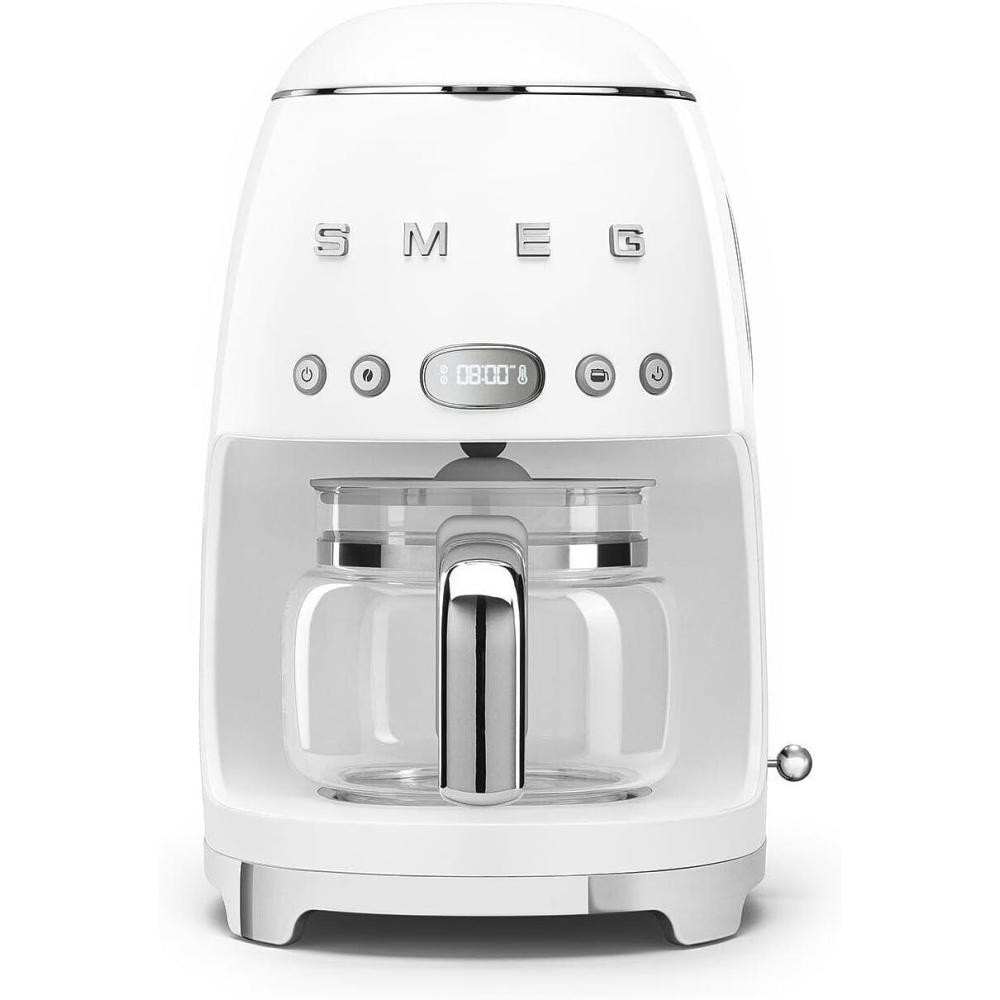 imageSmeg 50s Retro Style Aesthetic Drip Coffee Machine with 10 Cup Glass Carafe Auto Start Feature Keep Warm Plate and Two Coffee Strength Settings Pastel GreenWhite