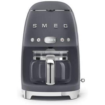 imageSmeg 50s Retro Style Aesthetic Drip Coffee Machine with 10 Cup Glass Carafe Auto Start Feature Keep Warm Plate and Two Coffee Strength Settings Pastel GreenGrey