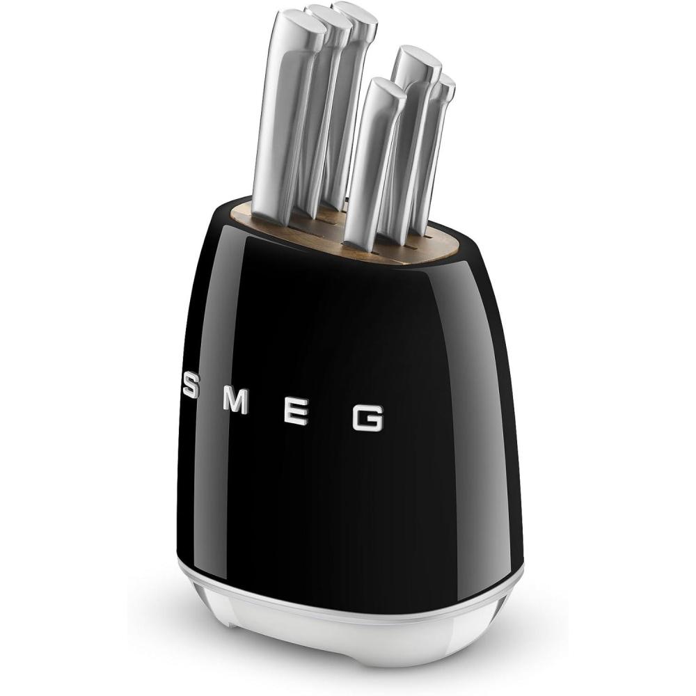 imageSmeg Black Stainless Steel Knife Block SetBlack