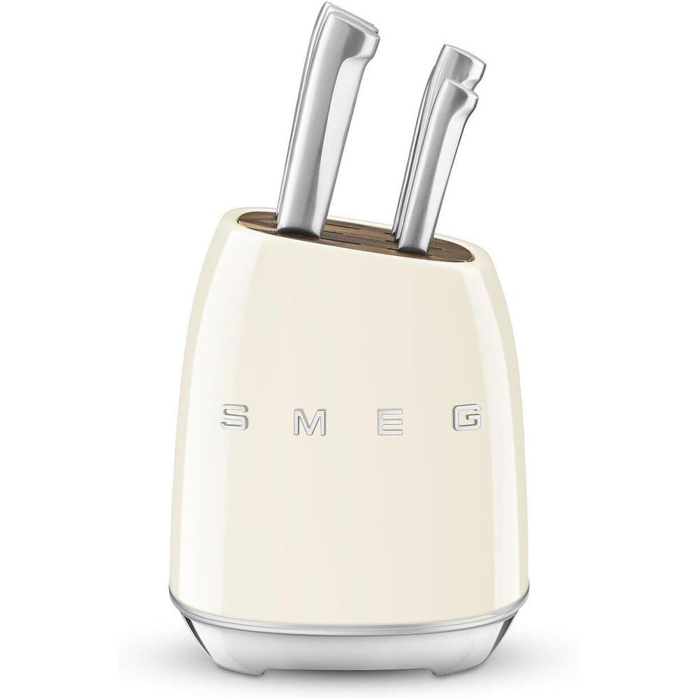 imageSmeg Black Stainless Steel Knife Block SetCream