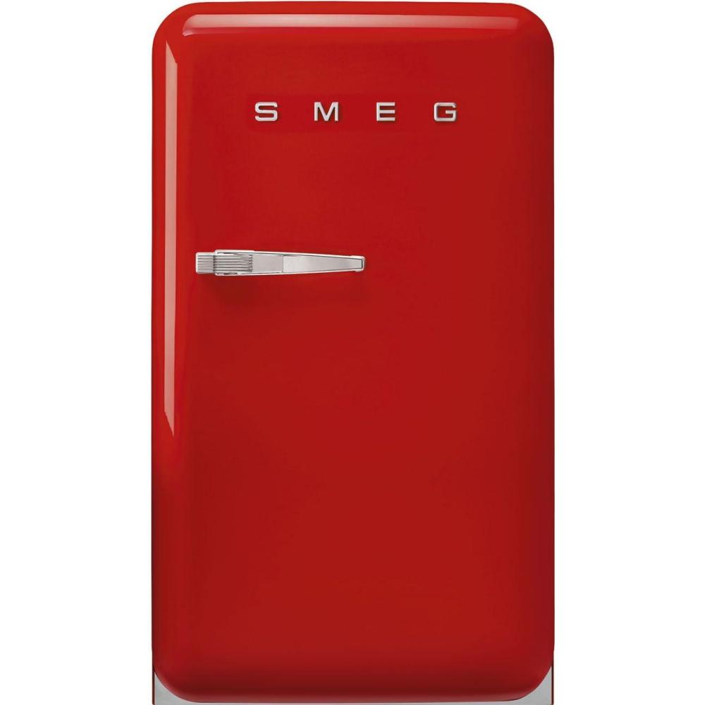 imageSmeg FAB10 50s Retro Style Aesthetic Refrigerator with 448 Cu Total Capacity 2 Glass Shelves LED Internal Light 22Inches Black Right Hand Hinge Made In ItalyRed