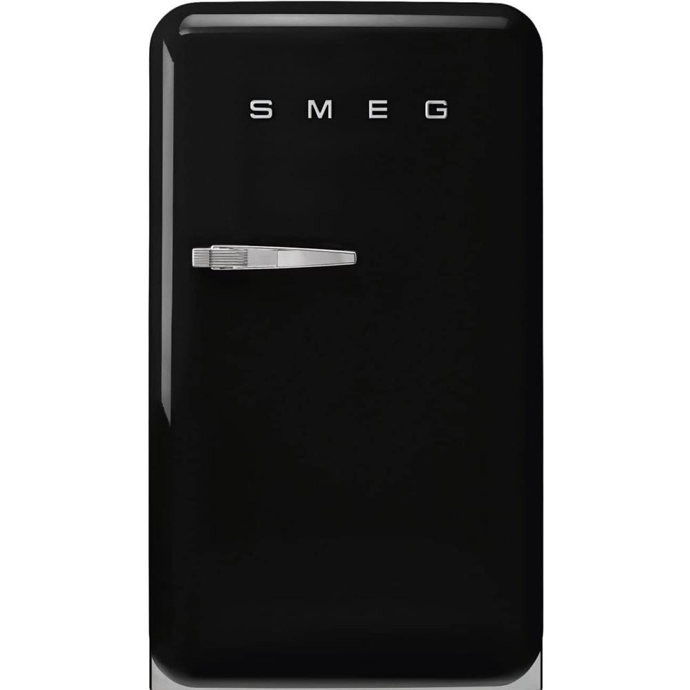 imageSmeg FAB10 50s Retro Style Aesthetic Refrigerator with 448 Cu Total Capacity 2 Glass Shelves LED Internal Light 22Inches Black Right Hand Hinge Made In ItalyBlack