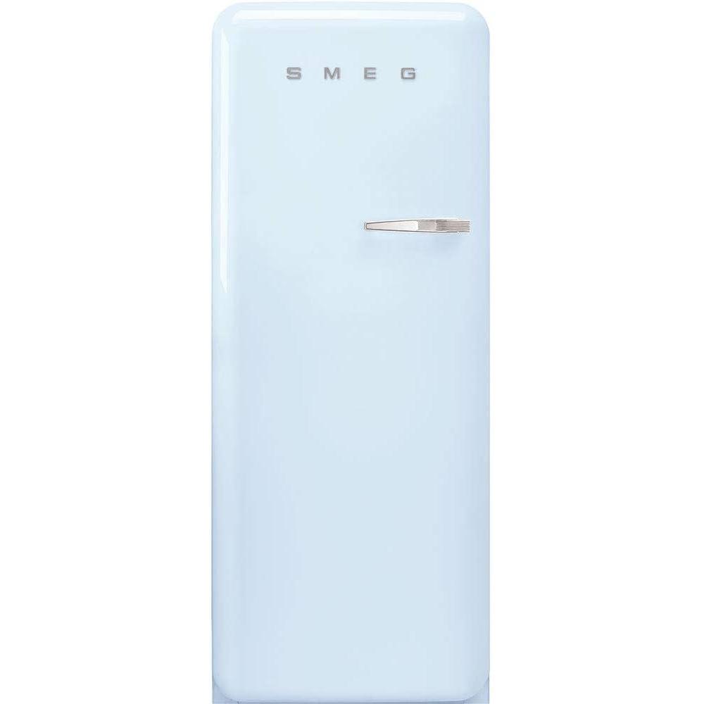 imageSmeg FAB28 50s Retro Style Aesthetic Top Freezer Refrigerator with 993 Cu Total Capacity Multiflow Cooling System Adjustable Glass Shelves 24Inches Pastel Blue Right Hand Hinge Made In ItalyPastel Blue