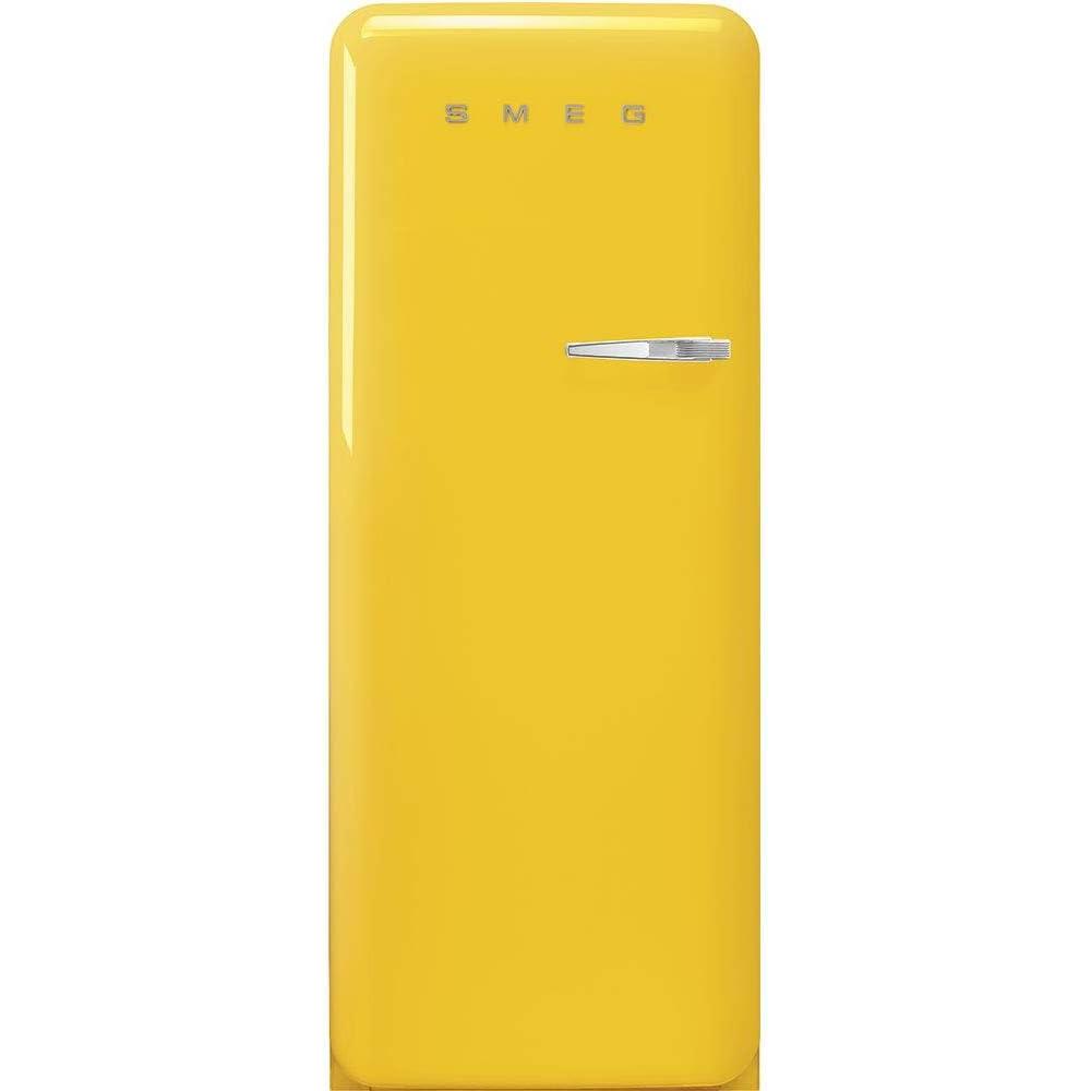 imageSmeg FAB28 50s Retro Style Aesthetic Top Freezer Refrigerator with 993 Cu Total Capacity Multiflow Cooling System Adjustable Glass Shelves 24Inches Pastel Blue Right Hand Hinge Made In ItalyYellow