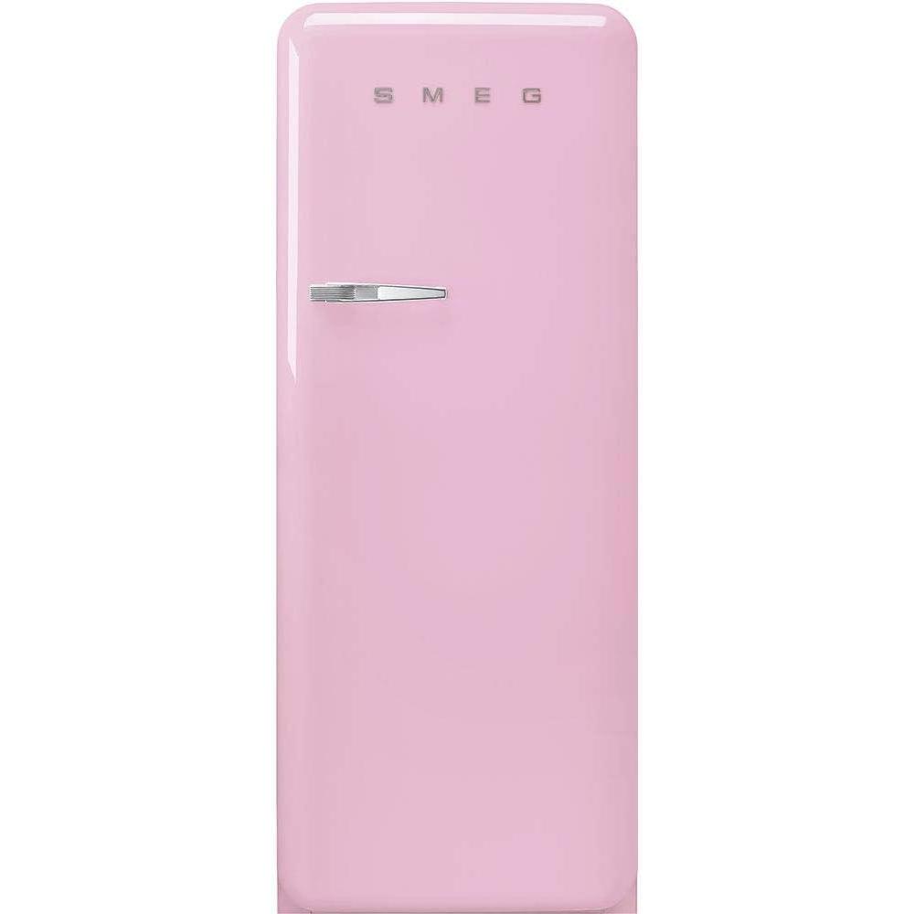 imageSmeg FAB28 50s Retro Style Aesthetic Top Freezer Refrigerator with 993 Cu Total Capacity Multiflow Cooling System Adjustable Glass Shelves 24Inches Pastel Blue Right Hand Hinge Made In ItalyPink