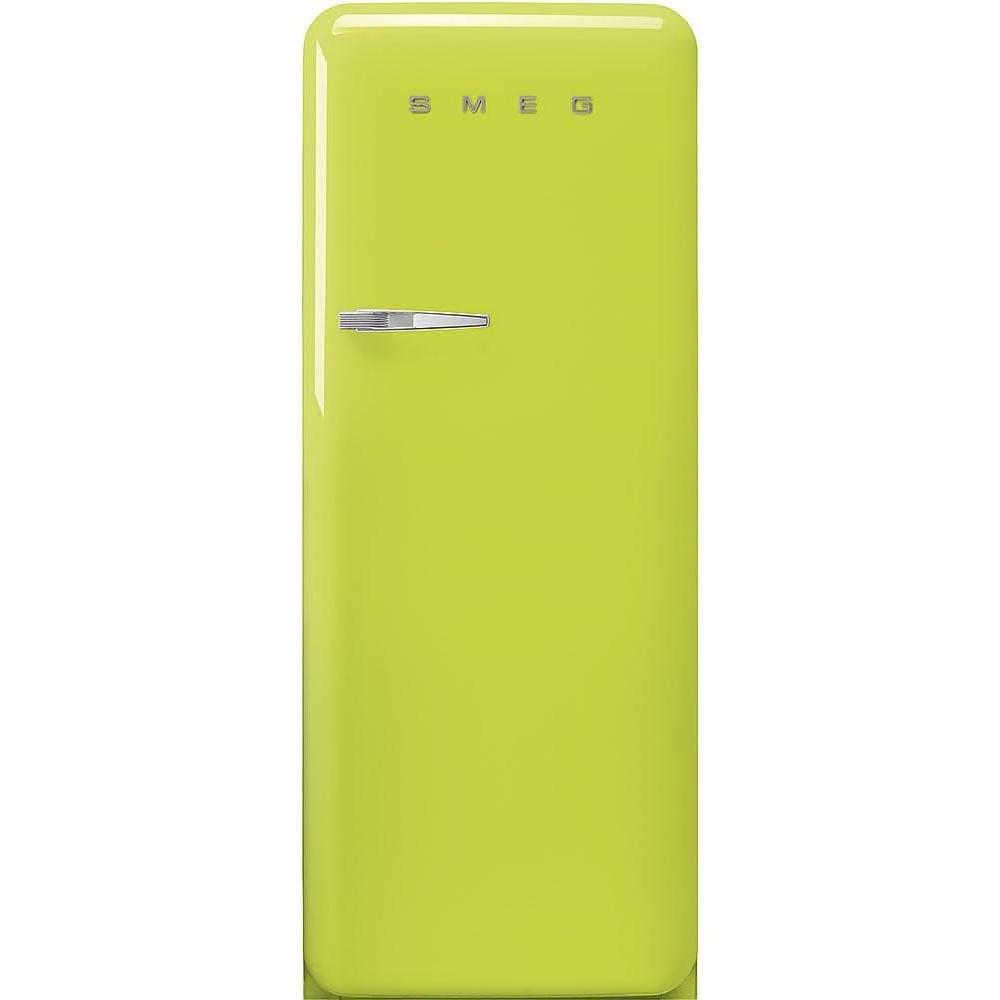 imageSmeg FAB28 50s Retro Style Aesthetic Top Freezer Refrigerator with 993 Cu Total Capacity Multiflow Cooling System Adjustable Glass Shelves 24Inches Pastel Blue Right Hand Hinge Made In ItalyLime Green