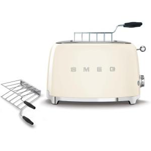 SMEG 2 Slice Toaster and Sandwich Rack Combo, Pastel Blue(Cream)