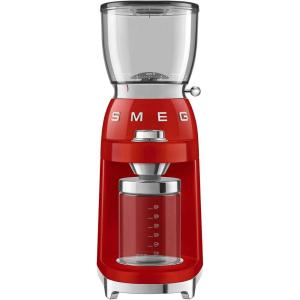 SMEG CGF11 Retro-Style Coffee Grinder – Burr Mill with 30 Grind Settings, Stainless Steel Conical Burrs, Removable Hopper – Precision Countertop Grinder for Espresso, Drip, French Press-White(Red)