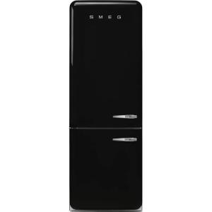 SMEG FAB38 Retro Style Refrigerator with Bottom Freezer – Made in Italy – Multiflow Cooling – LED Lighting – Glossy Finish – 3 Adjustable Glass Shelves – White(Black)
